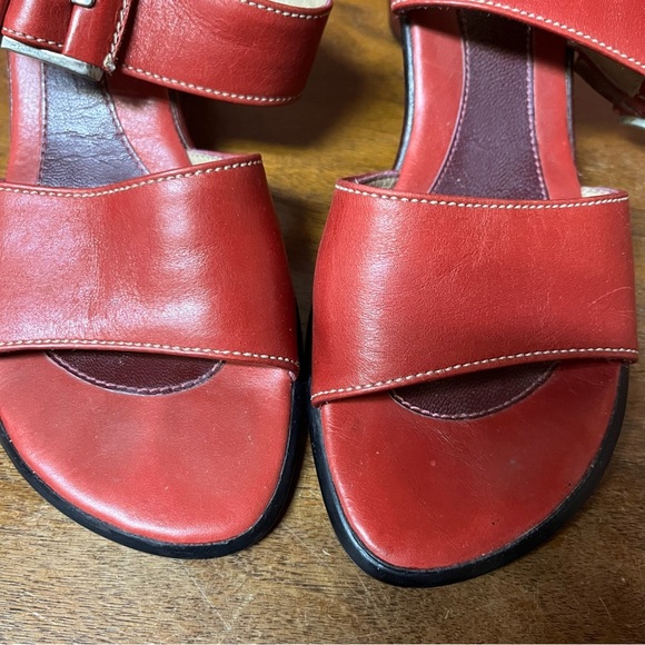 Stonefly Red Leather Slip On Heeled Summer Sandals - Picture 5 of 15